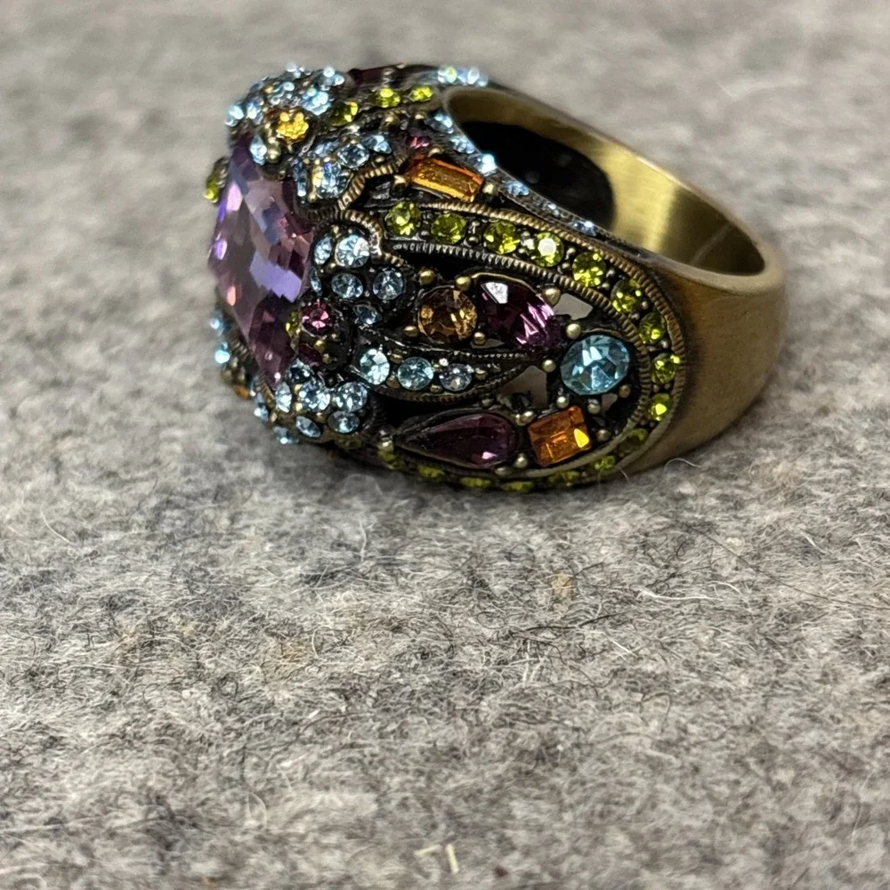 Heidi Daus Multi Color Crystal Damselfly Ring size 7 NIB
